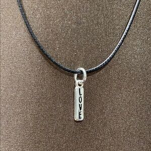 NWOT Silver Tone & Black ‘Love' Pendant Necklace!
